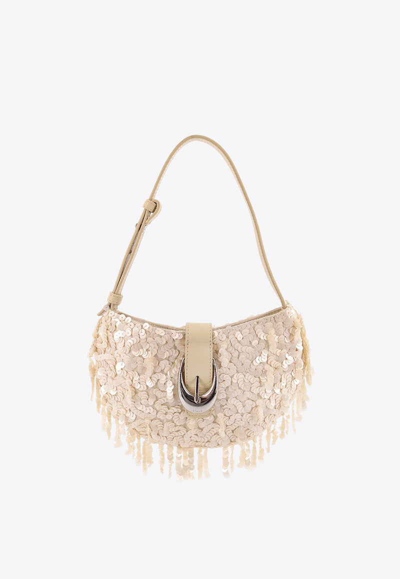 Staud Alana Sequined Shoulder Bag Cream H25P4012BVCRM_White_35066058