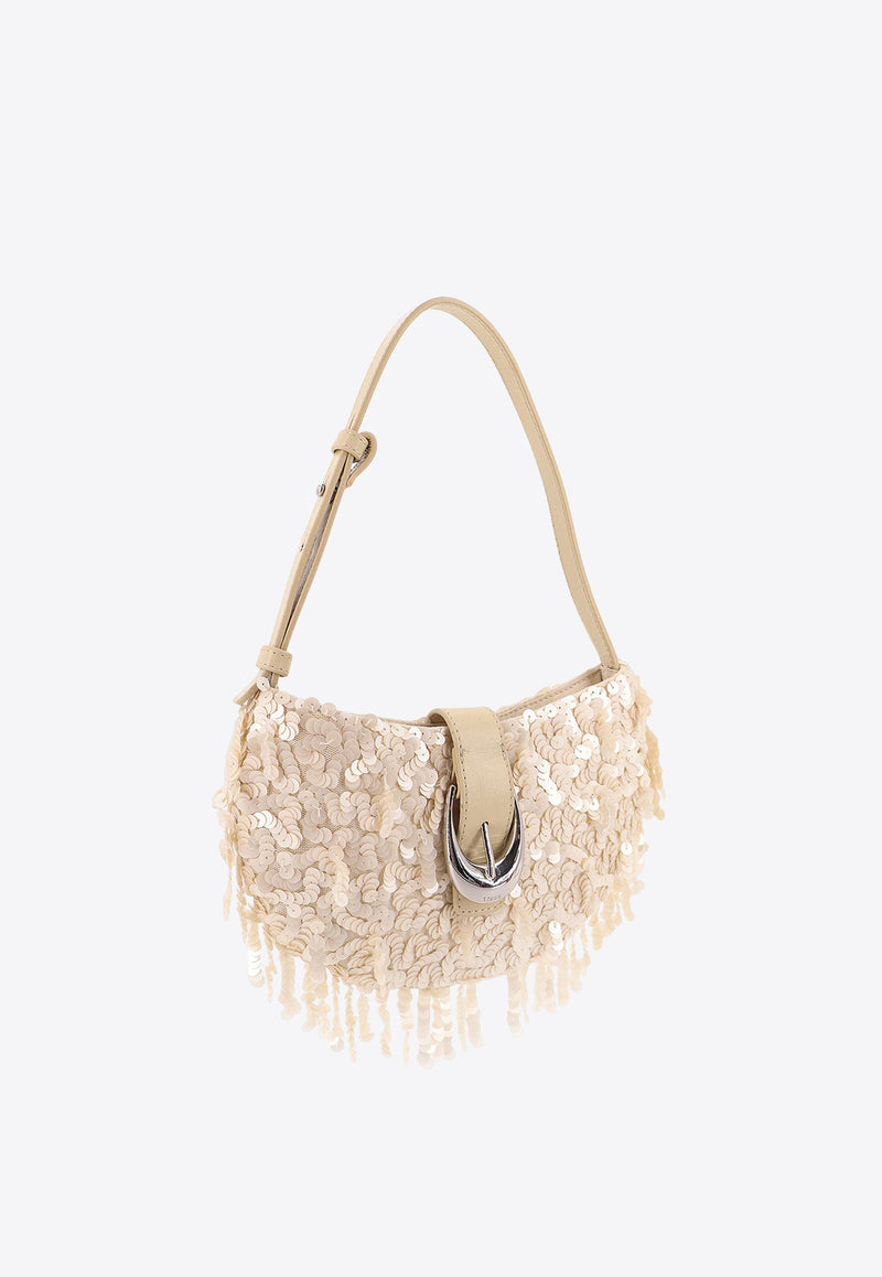 Staud Alana Sequined Shoulder Bag Cream H25P4012BVCRM_White_35066058