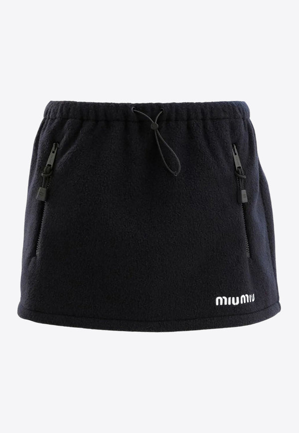 Miu Miu Logo Embroidered Mini Skirt Blue MG2518SOOO18E3_F0008