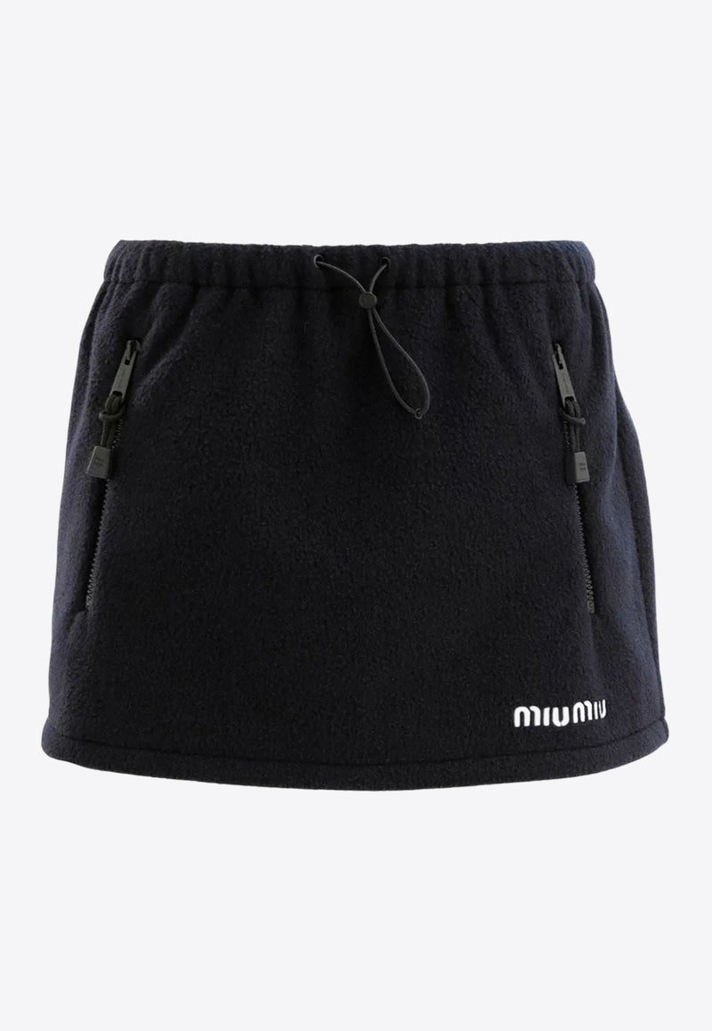 Miu Miu Logo Embroidered Mini Skirt Blue MG2518SOOO18E3_F0008