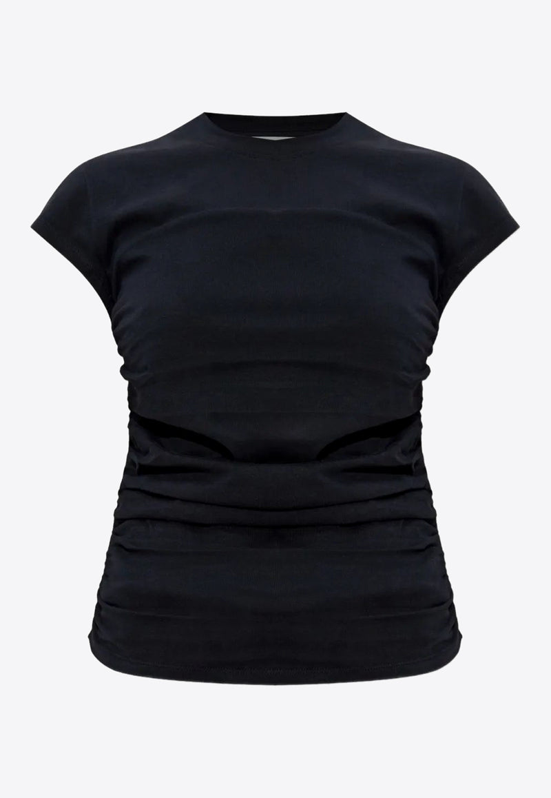 Isabel Marant Maelie Gathered Slim T-shirt Black TS0275FAA1N41I_01BK