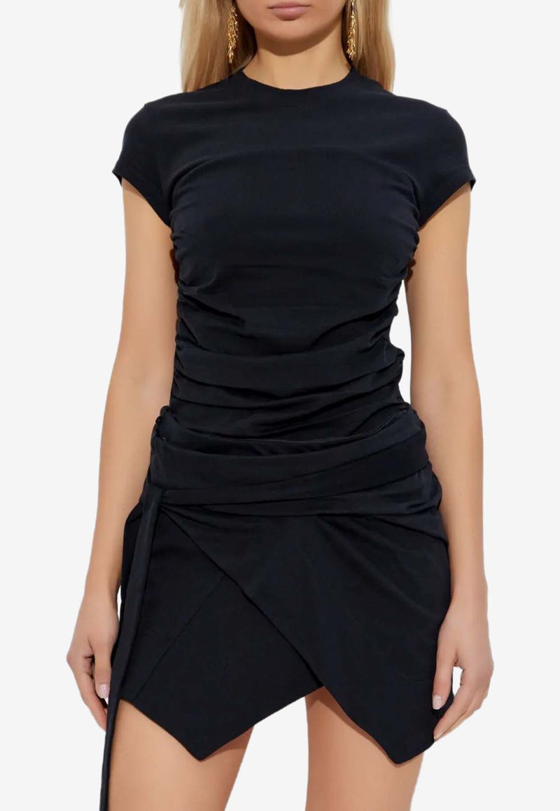 Isabel Marant Maelie Gathered Slim T-shirt Black TS0275FAA1N41I_01BK