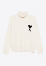 AMI PARIS Ami De Coeur Turtleneck Wool Sweater White UKS839018_151
