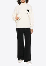 AMI PARIS Ami De Coeur Turtleneck Wool Sweater White UKS839018_151