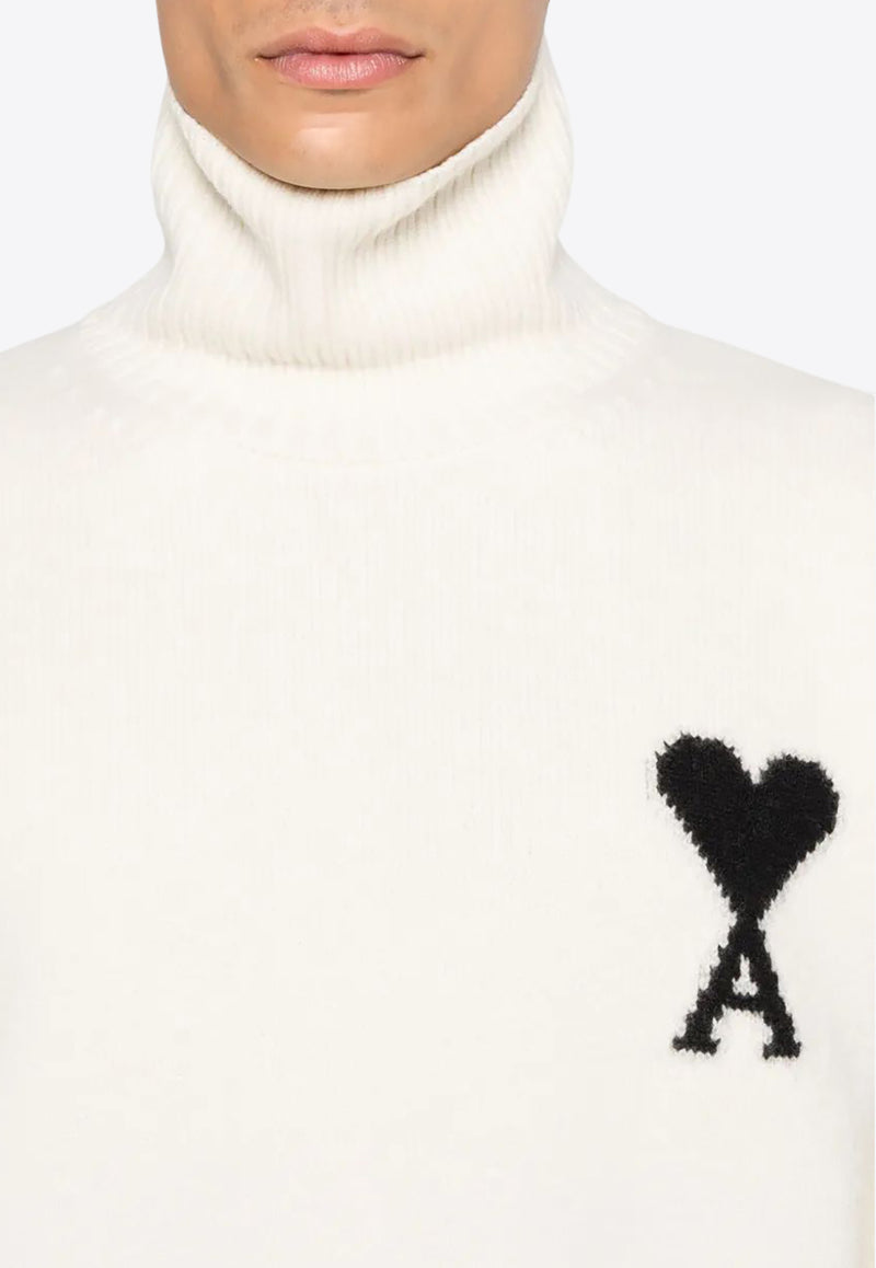 AMI PARIS Ami De Coeur Turtleneck Wool Sweater White UKS839018_151