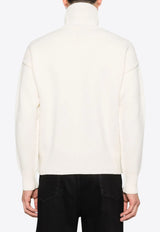 AMI PARIS Ami De Coeur Turtleneck Wool Sweater White UKS839018_151