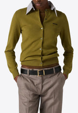 Miu Miu Cashmere Cardigan with Detachable Collar Green MMF990SOOO174L_F0XI7