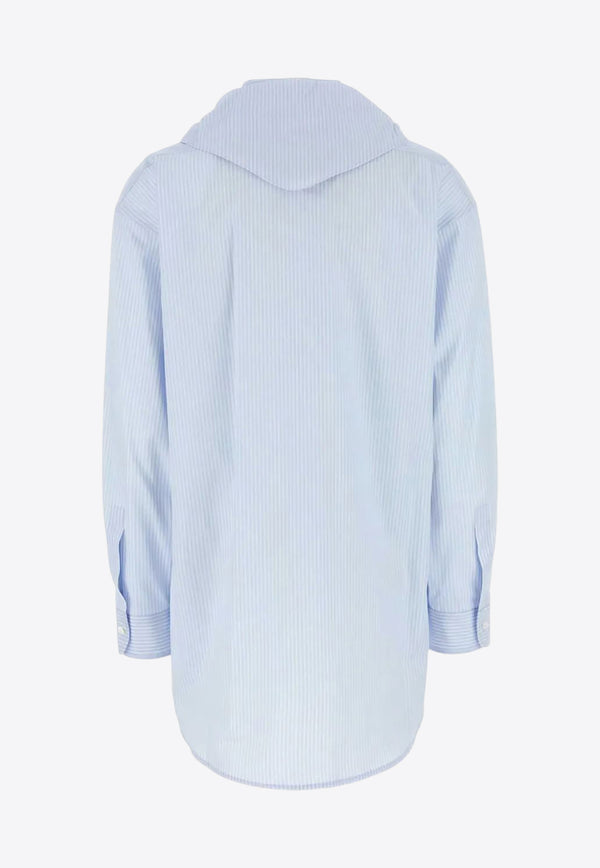 Miu Miu Long-Sleeved Stripe Poplin Shirt Sky Blue MK1918SOOO173Y_F0012