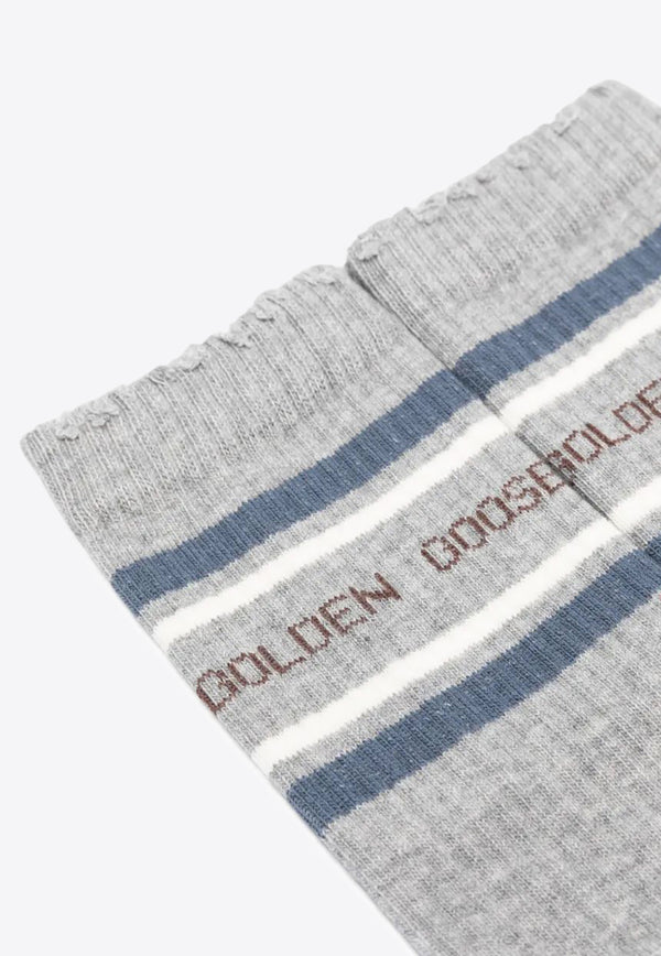 Golden Goose DB Striped Logo Ankle Socks Gray GUP00883P002205_83129