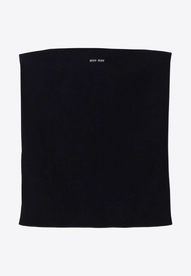 Miu Miu Rib Knit Logo Tube Top Navy MMV311SOOO18HY_F0008