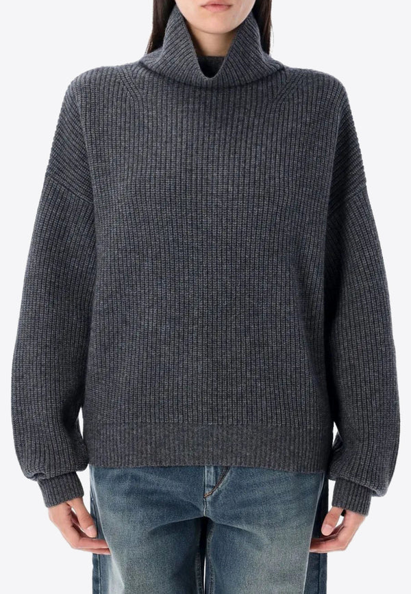 Isabel Marant Brooke High-Neck Knitted Sweater Gray PU0231FAB1L07I_02AN