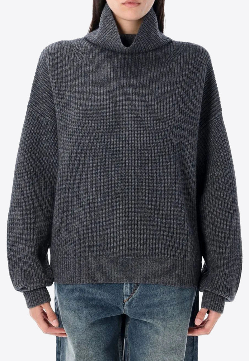 Isabel Marant Brooke High-Neck Knitted Sweater Gray PU0231FAB1L07I_02AN