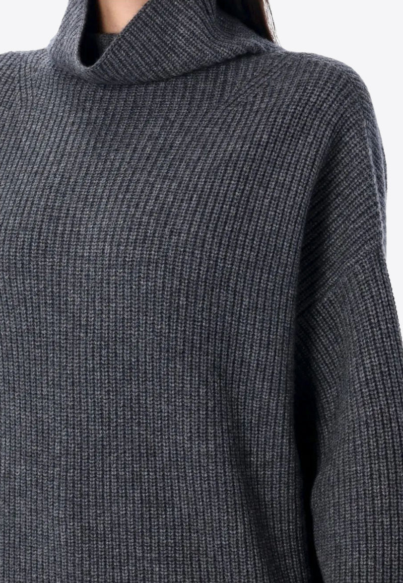 Isabel Marant Brooke High-Neck Knitted Sweater Gray PU0231FAB1L07I_02AN