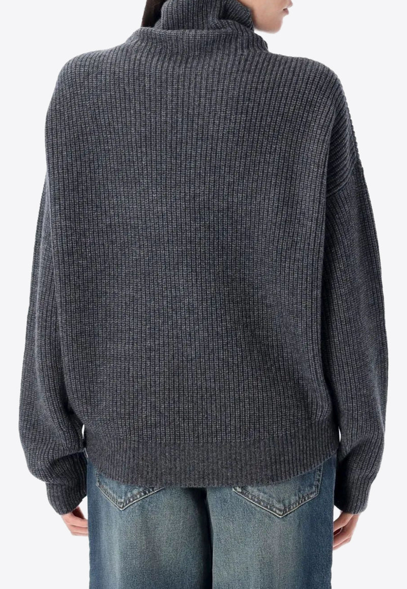 Isabel Marant Brooke High-Neck Knitted Sweater Gray PU0231FAB1L07I_02AN