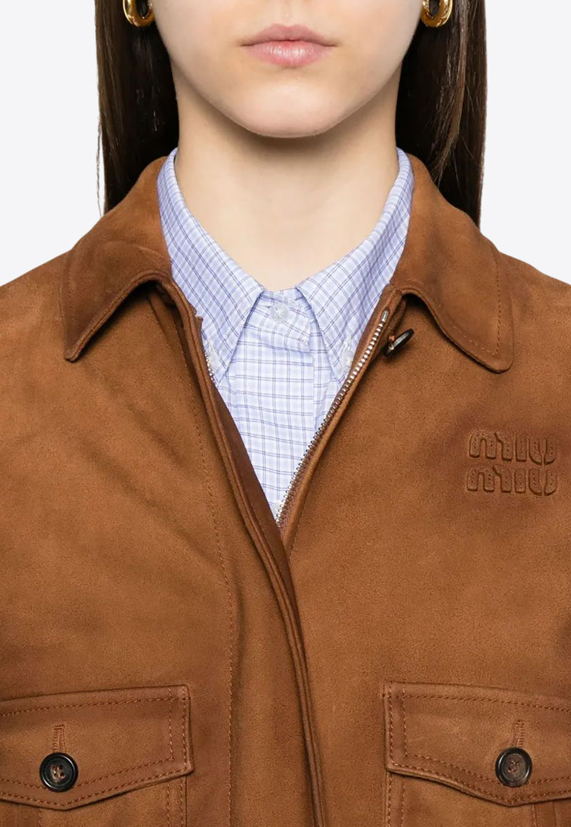 Miu Miu Waxed Suede Jacket Brown MPV950SOOO17XD_F0401