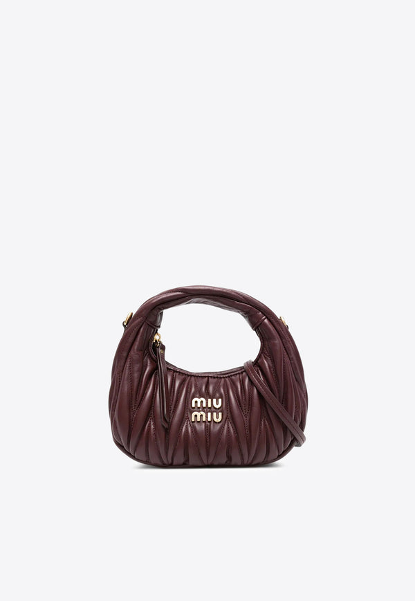 Miu Miu Mini Wander Matelassé Leather Hobo Bag Burgundy 5BP078VOOOAN88_F0007