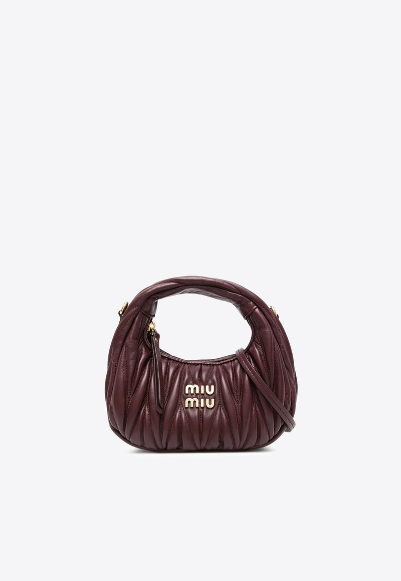 Miu Miu Mini Wander Matelassé Leather Hobo Bag Burgundy 5BP078VOOOAN88_F0007