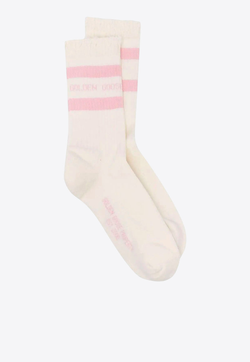 Golden Goose DB Striped Logo Ankle Socks White GUP00883P000487_81698