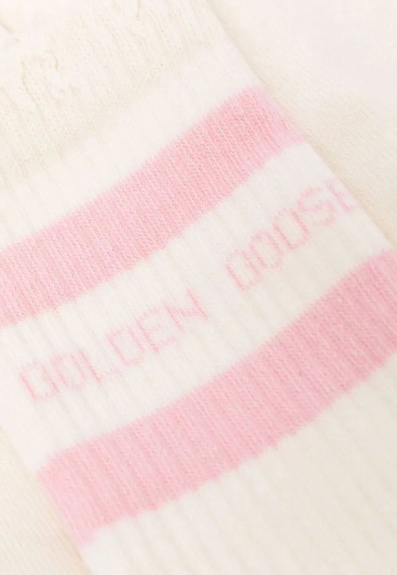 Golden Goose DB Striped Logo Ankle Socks White GUP00883P000487_81698