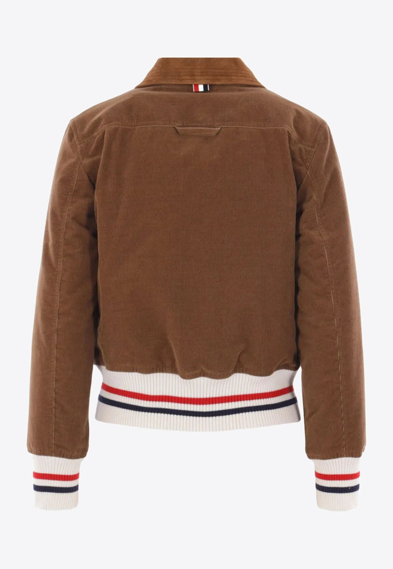 Thom Browne Wale Corduroy Cropped Aviator Jacket Brown FBD068XF0957_210