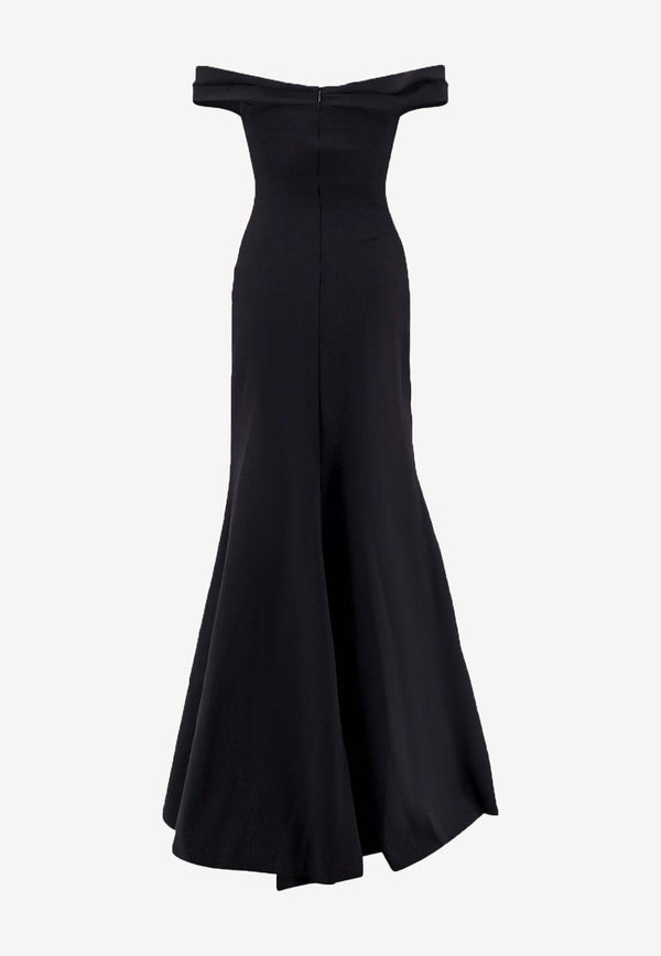 CHIARA BONI La Petite Robe Goem Off-Shoulder Satin Gown Black ABLGOEMZPBICBS37070_NeroBianco_35066079