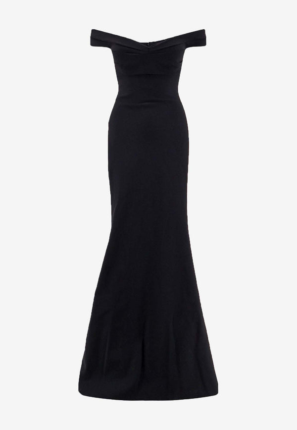 CHIARA BONI La Petite Robe Goem Off-Shoulder Satin Gown Black ABLGOEMZPBICBS37070_NeroBianco_35066079