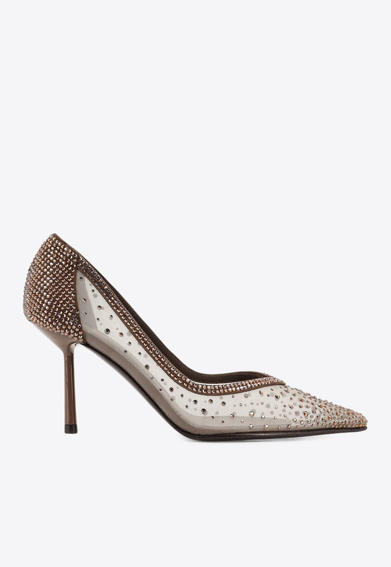 Le Silla Nicole 80 Rhinestone Mesh Pumps Brown 4191E080BXPPKAB793_Wall_35065968