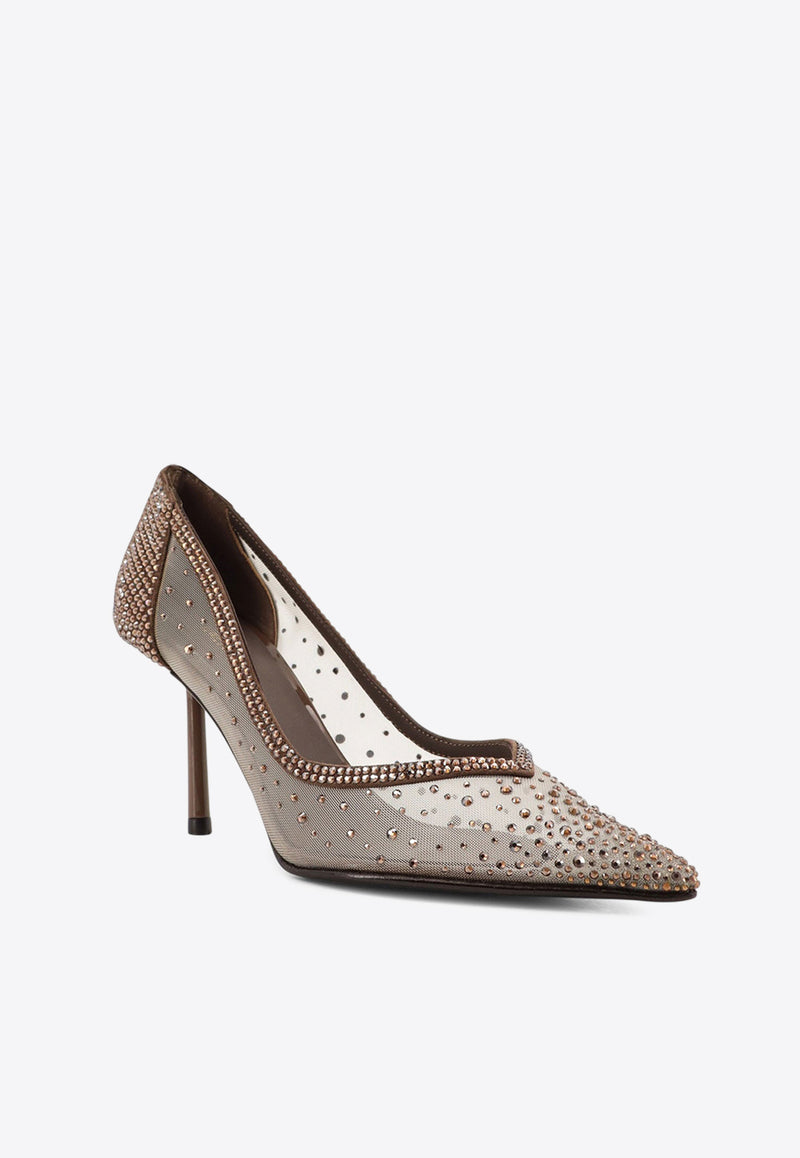 Le Silla Nicole 80 Rhinestone Mesh Pumps Brown 4191E080BXPPKAB793_Wall_35065968