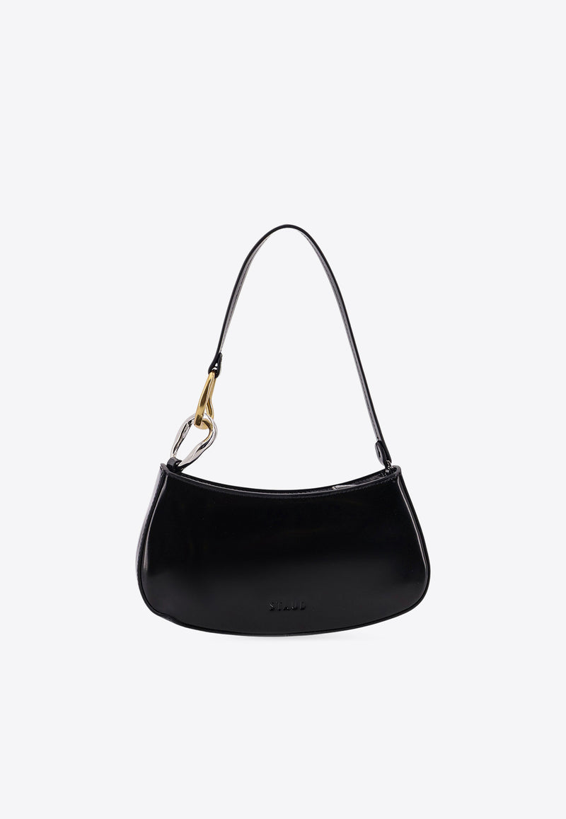 Staud Ollie Polished Leather Shoulder Bag Black 2929383ABLK_Black_35065970
