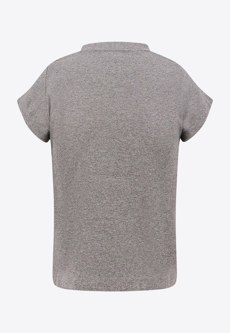 Balenciaga Luxury Script Cropped T-shirt Gray 807341TTVB81035_DARK HEATHR GRY/BLUE_30005090