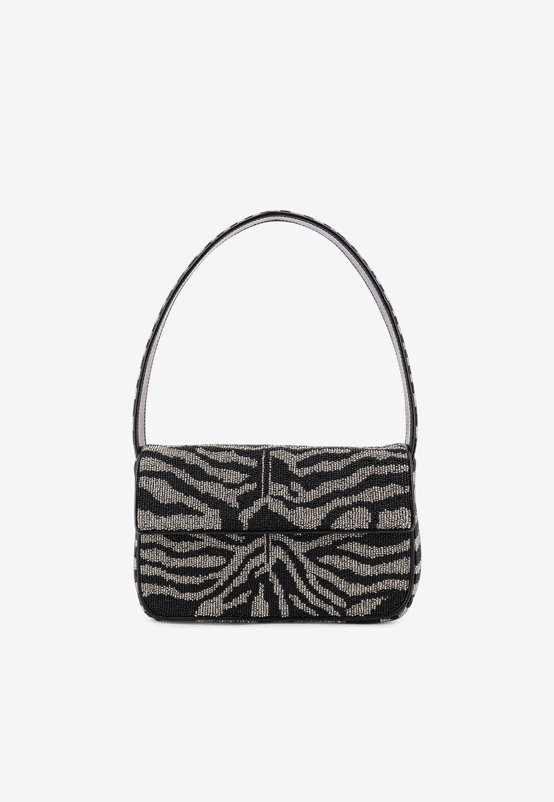 Staud Tommy Beaded Shoulder Bag Black 2089204BKWH_Blackwhite_35065784
