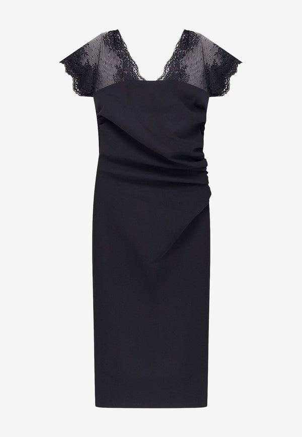 CHIARA BONI La Petite Robe Genic Lace-Trimmed Satin Dress Black ABCGENICLACEBS37_Black_35066016