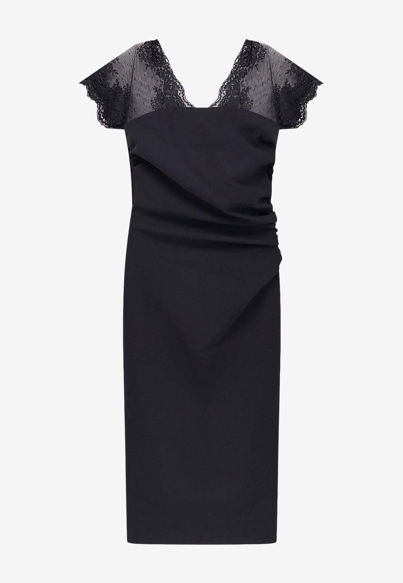 CHIARA BONI La Petite Robe Genic Lace-Trimmed Satin Dress Black ABCGENICLACEBS37_Black_35066016