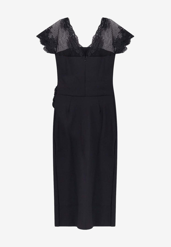 CHIARA BONI La Petite Robe Genic Lace-Trimmed Satin Dress Black ABCGENICLACEBS37_Black_35066016
