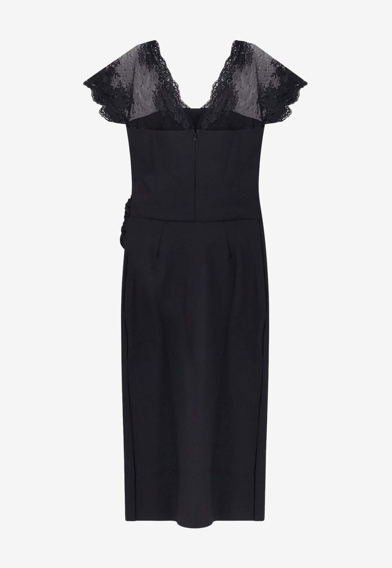 CHIARA BONI La Petite Robe Genic Lace-Trimmed Satin Dress Black ABCGENICLACEBS37_Black_35066016