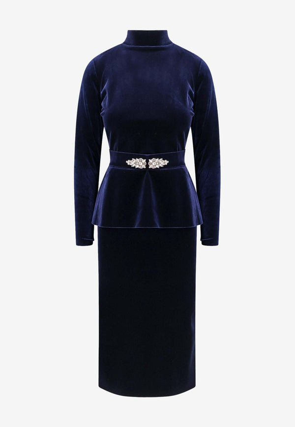 CHIARA BONI La Petite Robe Haby Velvet Dress Navy ABCHABYRCVELVBS743_Blunotte_35065956