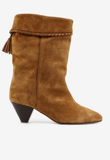 Isabel Marant Dalby 60 Tassel Suede Mid-Calf Boots Brown BO0188FBC1A20S50CO_Brandy_29843725