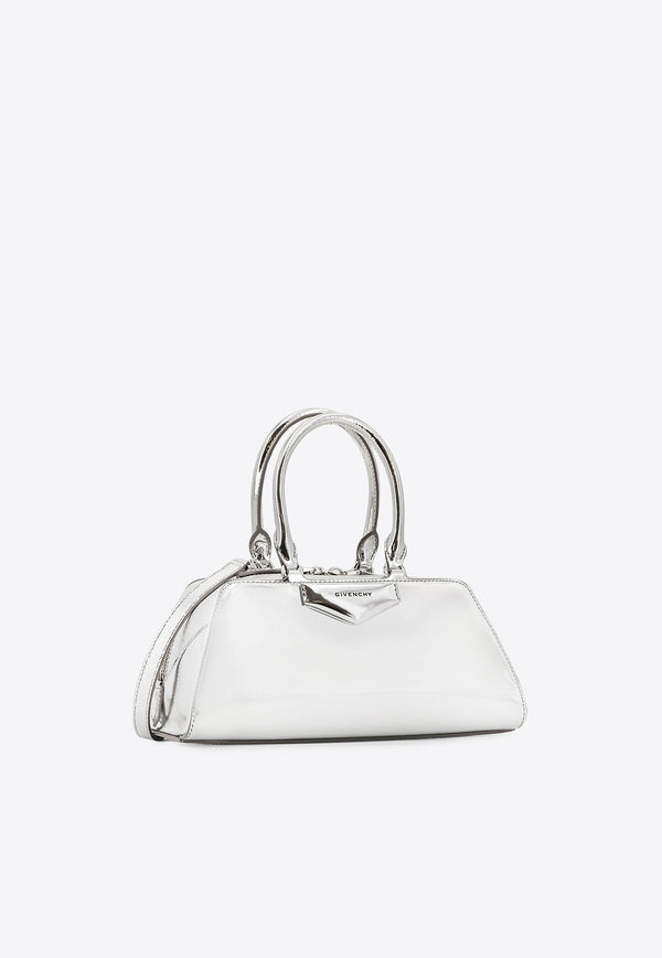 Givenchy Small Antigona East-West Shoulder Bag in Laminated Leather Silver BB5130B29U934_LIGHT SILVERY_29840092