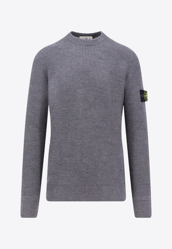 Stone Island Compass Patch Ribbed Knit Sweater Gray K2S155100053S00C2V0M67_MELANGE DARK GREY_29845375