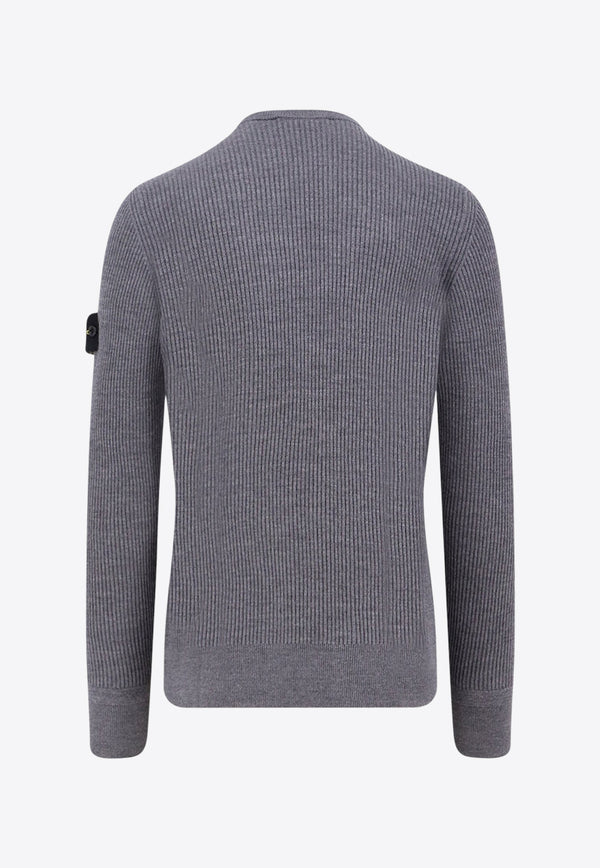 Stone Island Compass Patch Ribbed Knit Sweater Gray K2S155100053S00C2V0M67_MELANGE DARK GREY_29845375