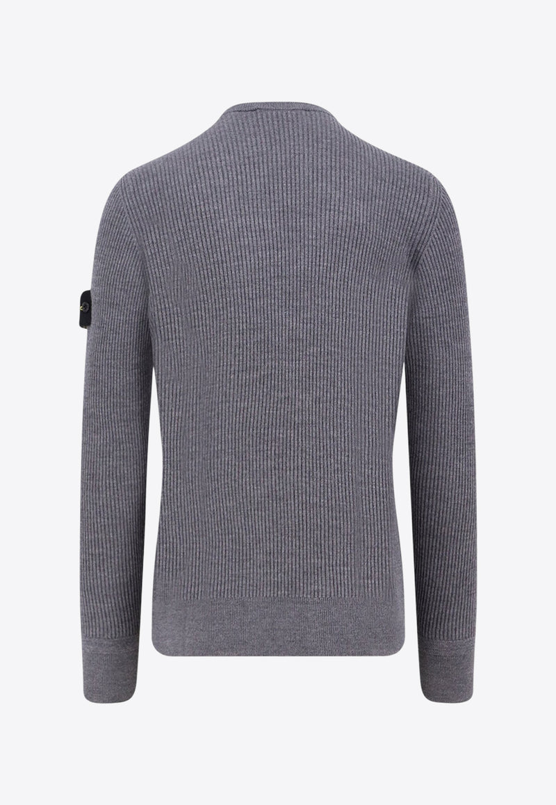 Stone Island Compass Patch Ribbed Knit Sweater Gray K2S155100053S00C2V0M67_MELANGE DARK GREY_29845375
