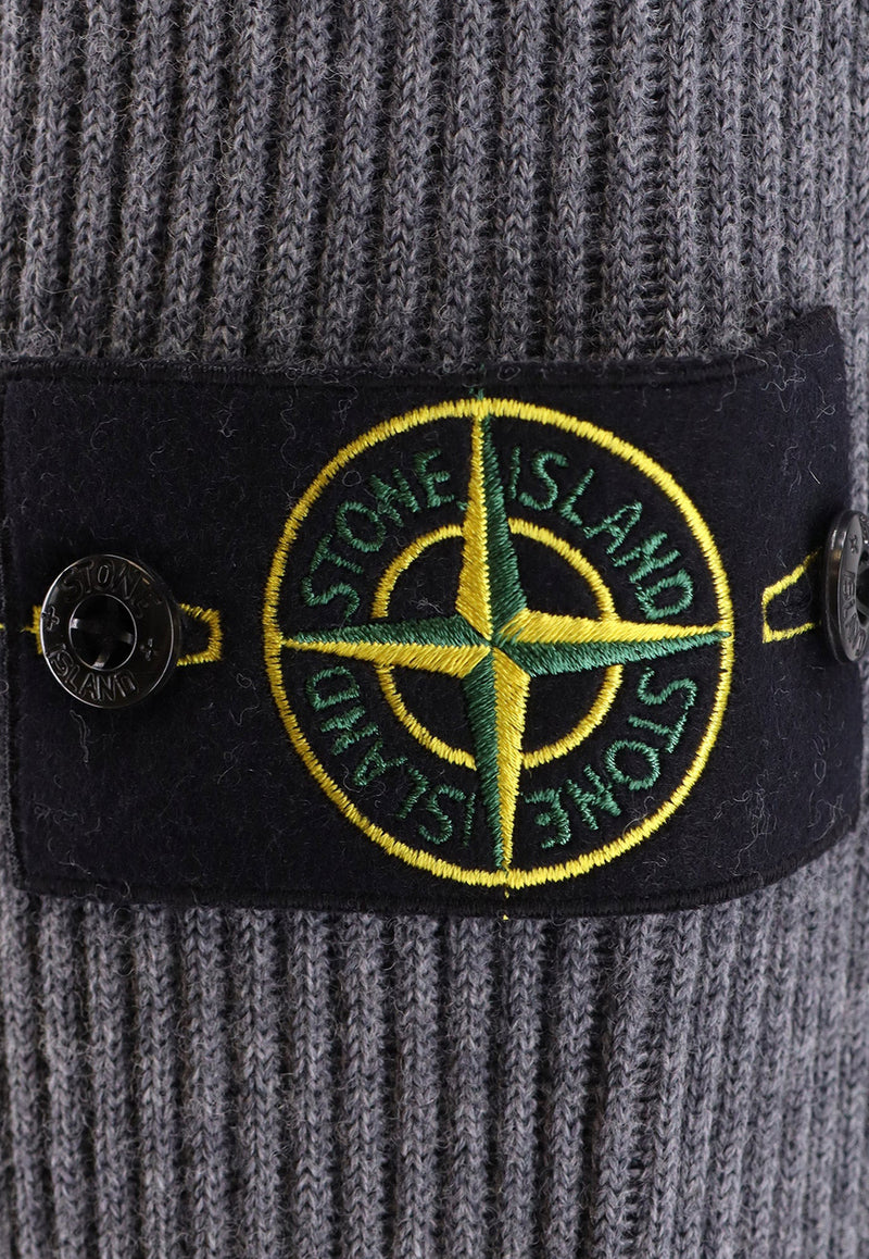 Stone Island Compass Patch Ribbed Knit Sweater Gray K2S155100053S00C2V0M67_MELANGE DARK GREY_29845375