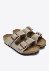 Birkenstock Kids Boys Arizona Suede Leather Slides Taupe 1021704BSUE/S_BIRKE-TA