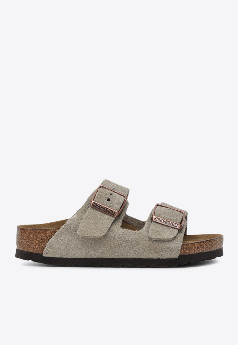 Birkenstock Kids Boys Arizona Suede Slides Taupe 1021704SUE_BIRKE-TP