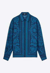 Versace Printed Silk Shirt Blue