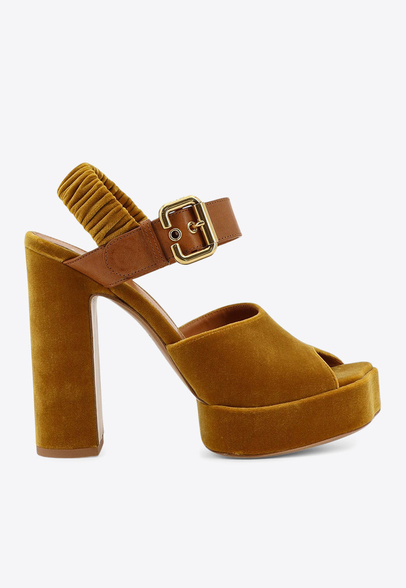 Chloé Aria 125 Velvet Platform Sandals Amber CH25A11XSW744_Amber Gold_29840760