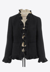Valentino Ruffled Wool Self-Tie Jacket Black 7B3CE4M07LV0NO_Black_29842867