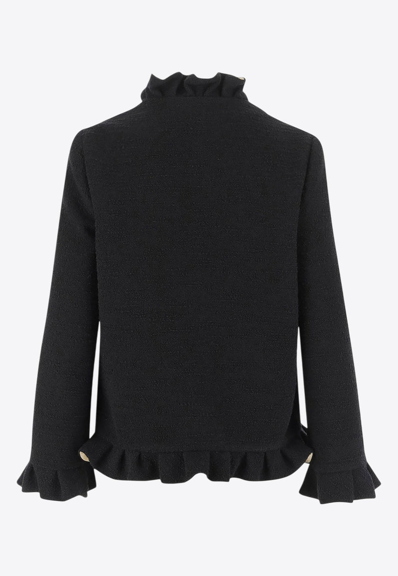 Valentino Ruffled Wool Self-Tie Jacket Black 7B3CE4M07LV0NO_Black_29842867