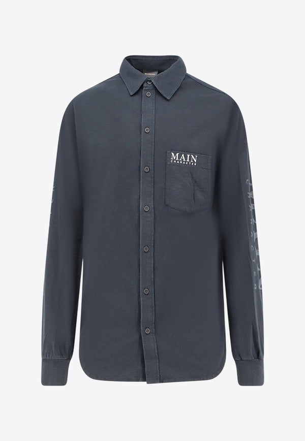 Balenciaga Main Character Long-Sleeved Faded Shirt Black 850260TTVB91083_FADED BLACK_30005035