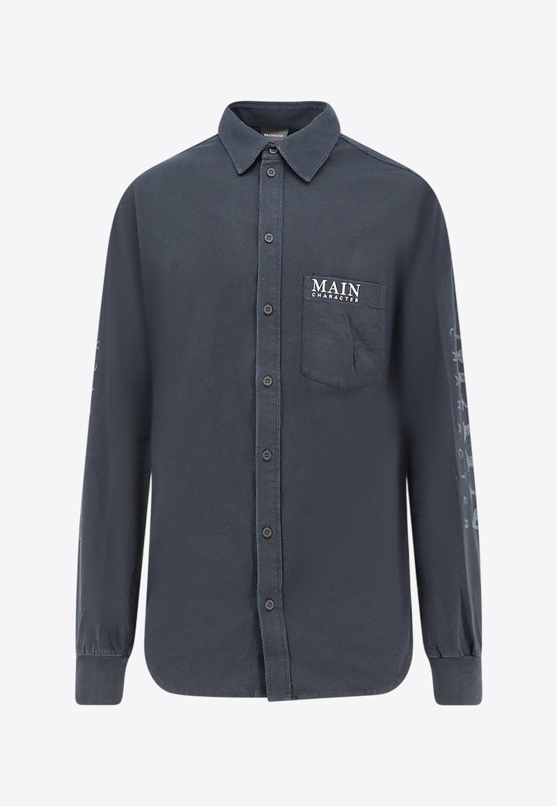Balenciaga Main Character Long-Sleeved Faded Shirt Black 850260TTVB91083_FADED BLACK_30005035